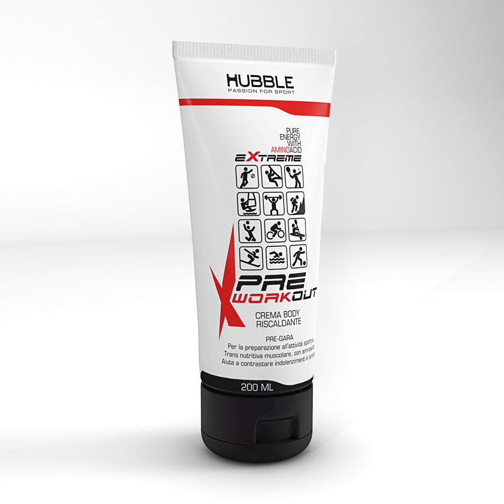prodotti pre-workout riscaldanti per uso preparatorio all’attività sportiva pre-gara e uso quotidiano hubblepresport extreme
